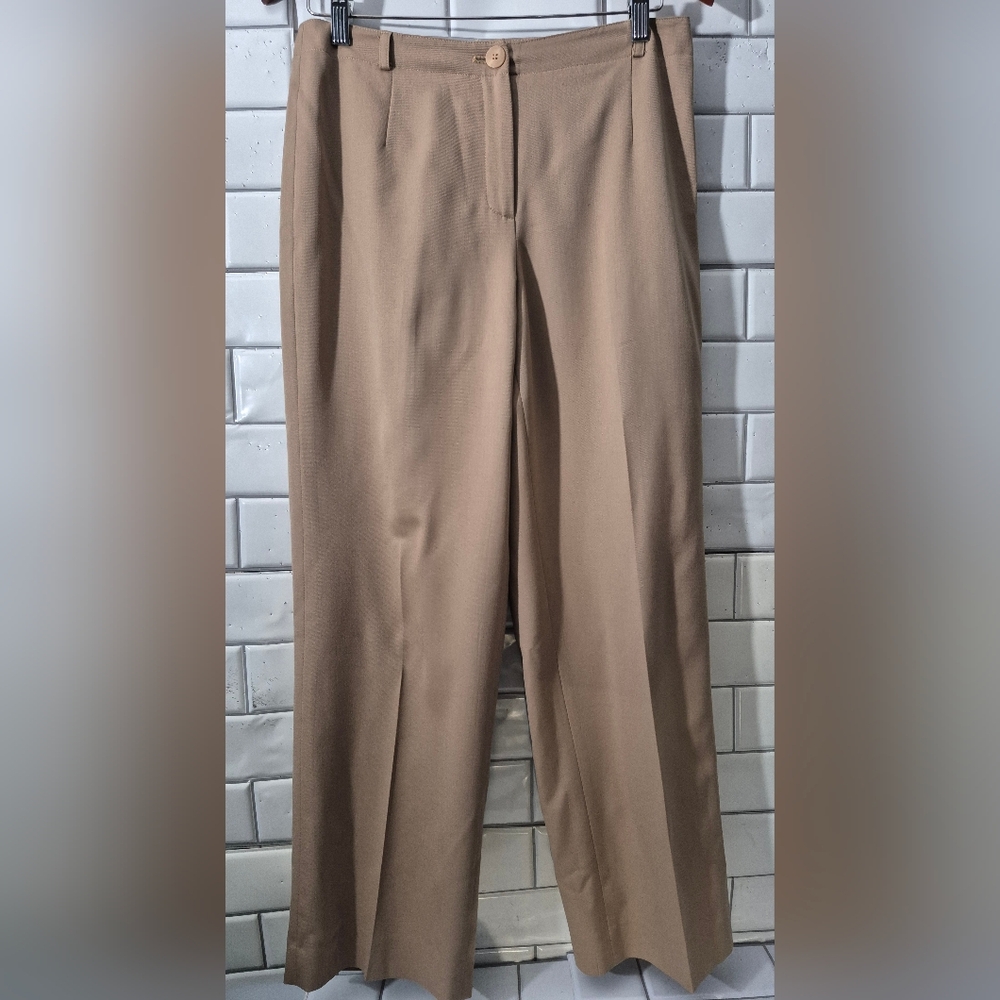 Talbots Petites Stretch Vintage Ladies Tan Khaki Color Dress Pant Trousers Lined